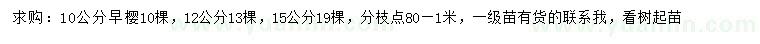 求購(gòu)10、12、15公分早櫻