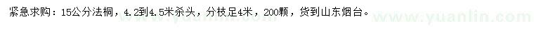 求購15公分法桐