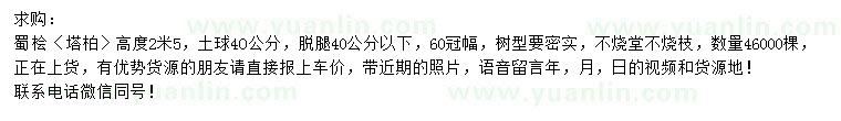 求購(gòu)高2.5米蜀檜