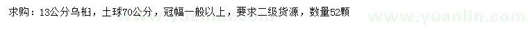 求購13公分烏桕