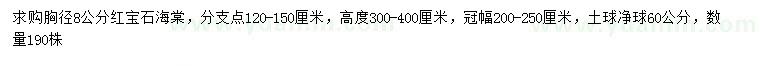 求購(gòu)胸徑8公分紅寶石海棠