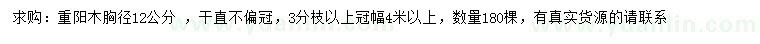 求購胸徑12公分重陽木