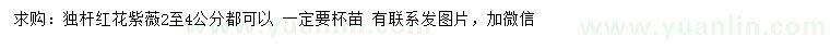 求購2-4公分獨桿紅花紫薇