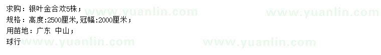 求購(gòu)高2500公分銀葉金合歡