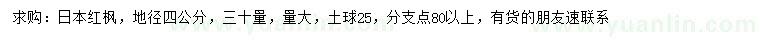 求購(gòu)地徑4公分日本紅楓