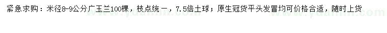 求購米徑8-9公分廣玉蘭