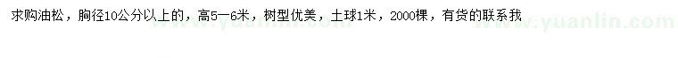 求購胸徑10公分以上油松