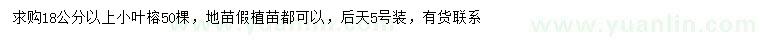 求購18公分以上小葉榕