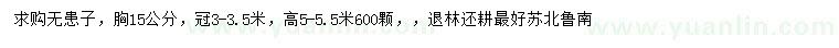 求購胸徑15公分無患子