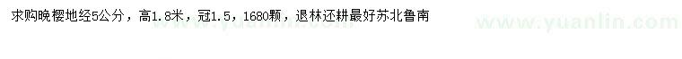 求購地徑5公分晚櫻