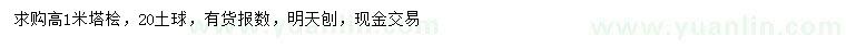 求購高1米塔檜