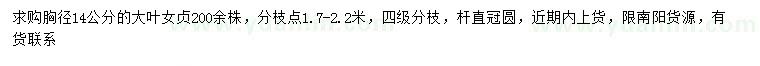 求購胸徑14公分大葉女貞