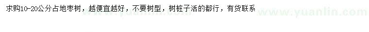 求購10-20公分棗樹(shù)