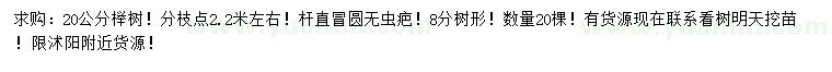 求購20公分櫸樹(shù)