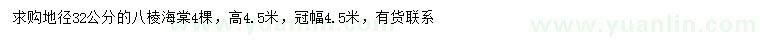 求購地徑32公分八棱海棠