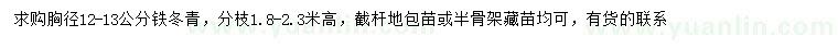 求購胸徑12-13公分鐵冬青