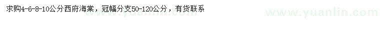 求購4-6-8-10公分西府海棠
