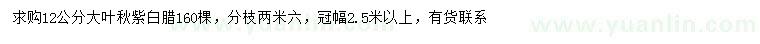 求購(gòu)12公分大葉秋紫白蠟