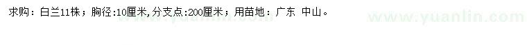 求購胸徑10公分白蘭