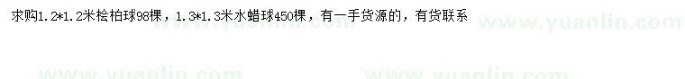求購1.2米檜柏球、1.3米水蠟球