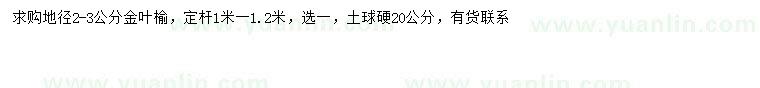求購地徑2-3公分金葉榆