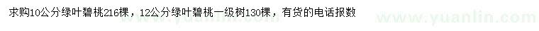 求購10、12公分綠葉碧桃