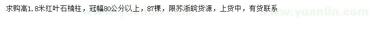 求購高1.8米紅葉石楠柱