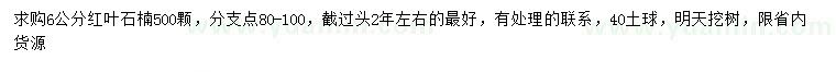 求購6公分紅葉石楠