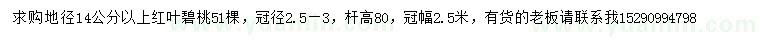 求購地徑14公分以上紅葉碧桃