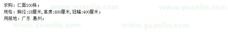 求購(gòu)胸徑18公分仁面
