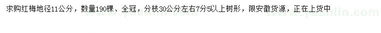 求購地徑11公分紅梅