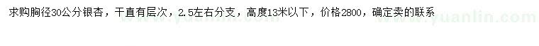 求購(gòu)胸徑30公分銀杏