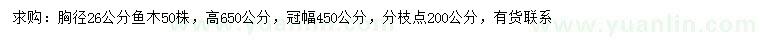 求購胸徑26公分魚木