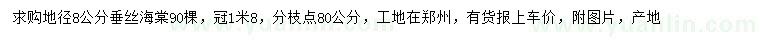 求購(gòu)地徑8公分垂絲海棠