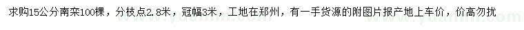 求購15公分南欒