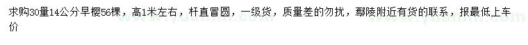 求購(gòu)30量14公分早櫻
