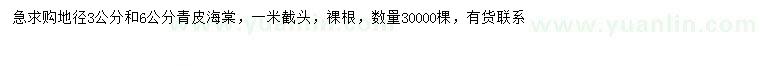 求購地徑3、6公分青皮海棠