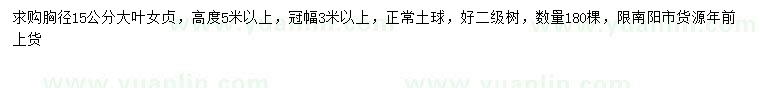求購胸徑15公分大葉女貞
