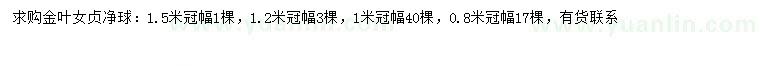 求購冠幅0.8、1、1.2、1.8米金葉女貞球