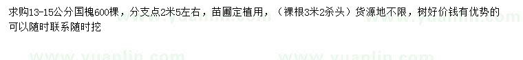 求購(gòu)13-15公分國(guó)槐