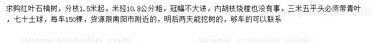 求購米徑10.8公分紅葉石楠