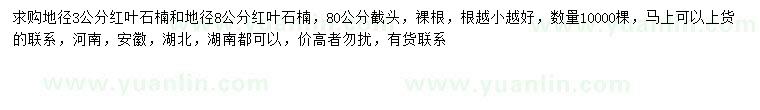 求購(gòu)地徑3、8公分紅葉石楠