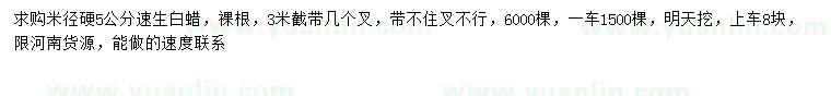 求購米徑5公分速生白蠟