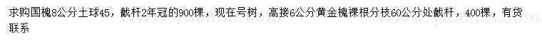 求購(gòu)8公分國(guó)槐、6公分高接黃金槐