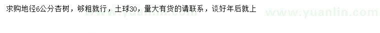 求購地徑6公分杏樹