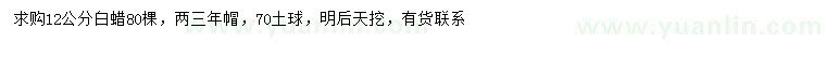 求購12公分白蠟