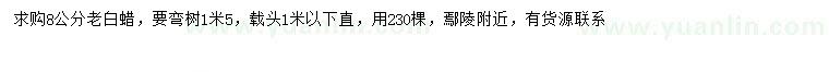 求購8公分老白蠟