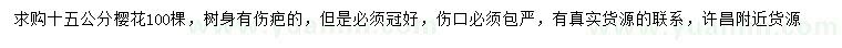 求購15公分櫻花