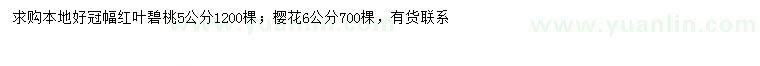 求購5公分紅葉碧桃、6公分櫻花 