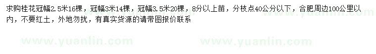 求購冠幅2.5、3、3.5米桂花